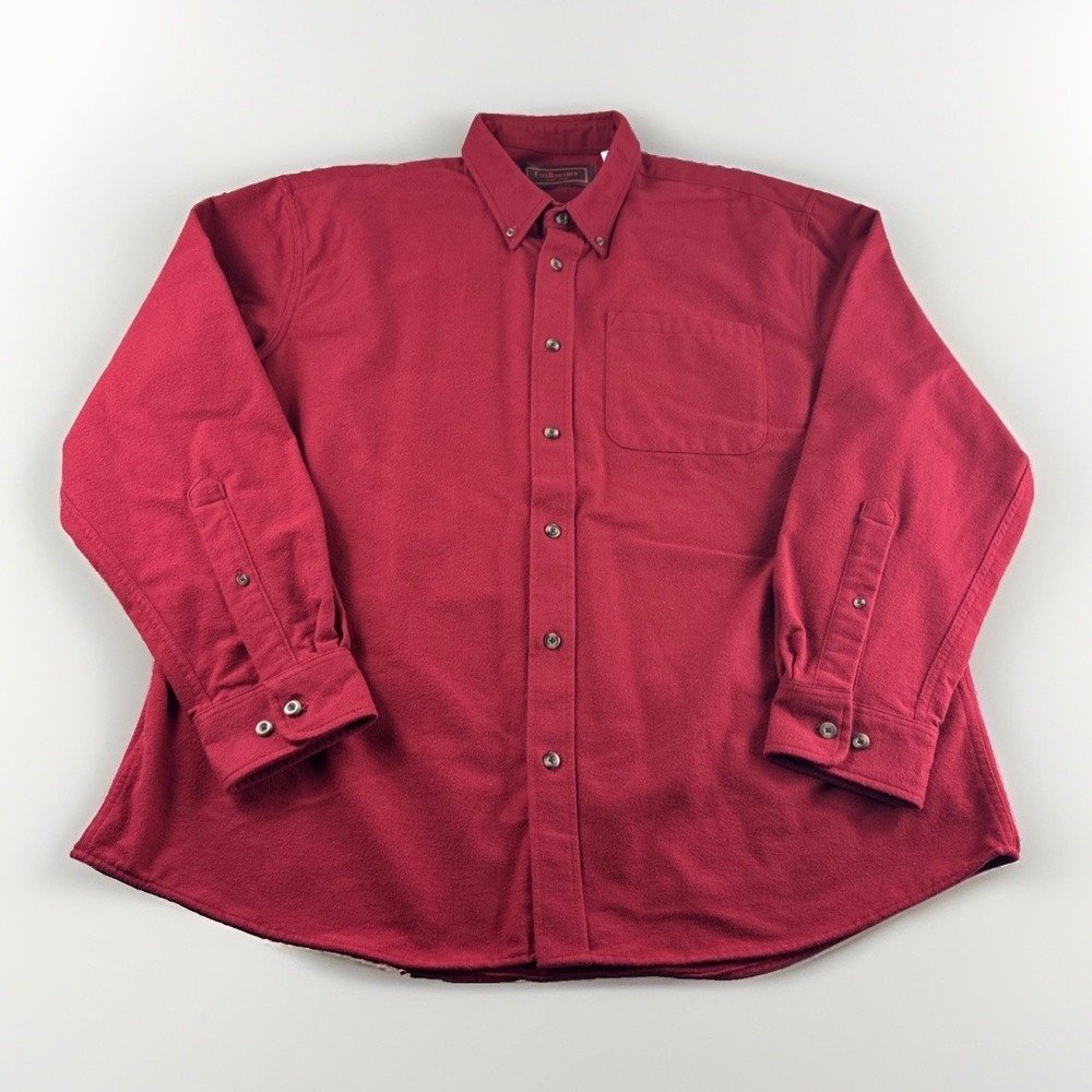Five Brother Flannel Men 2XL Red Long Sleeve Button Up Heavyweight Shacket Shirt